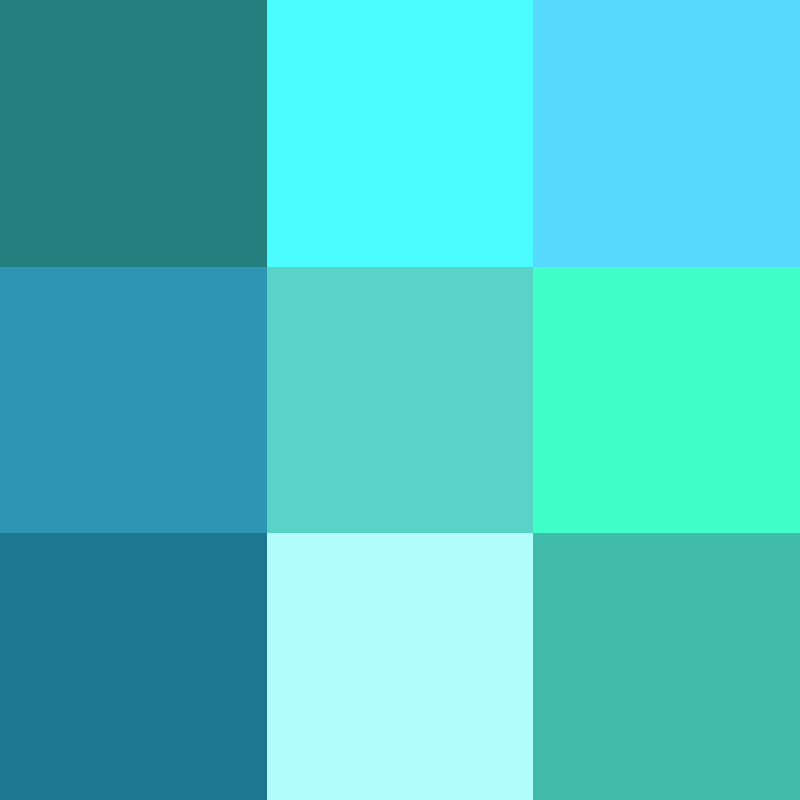 Shades of cyan