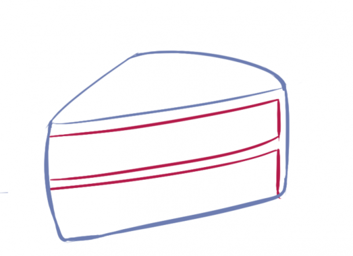 How to draw a slice of cake kawaii style