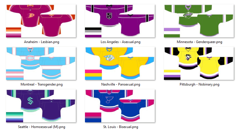 In progress look at a series of pride themed nhl jerseys im doing for pride month this year rhockeydesign