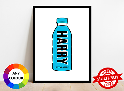 Personalised prime bottle print wall art poster gift idea any name custom prints