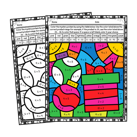 Christmas multiplication color by number worksheets