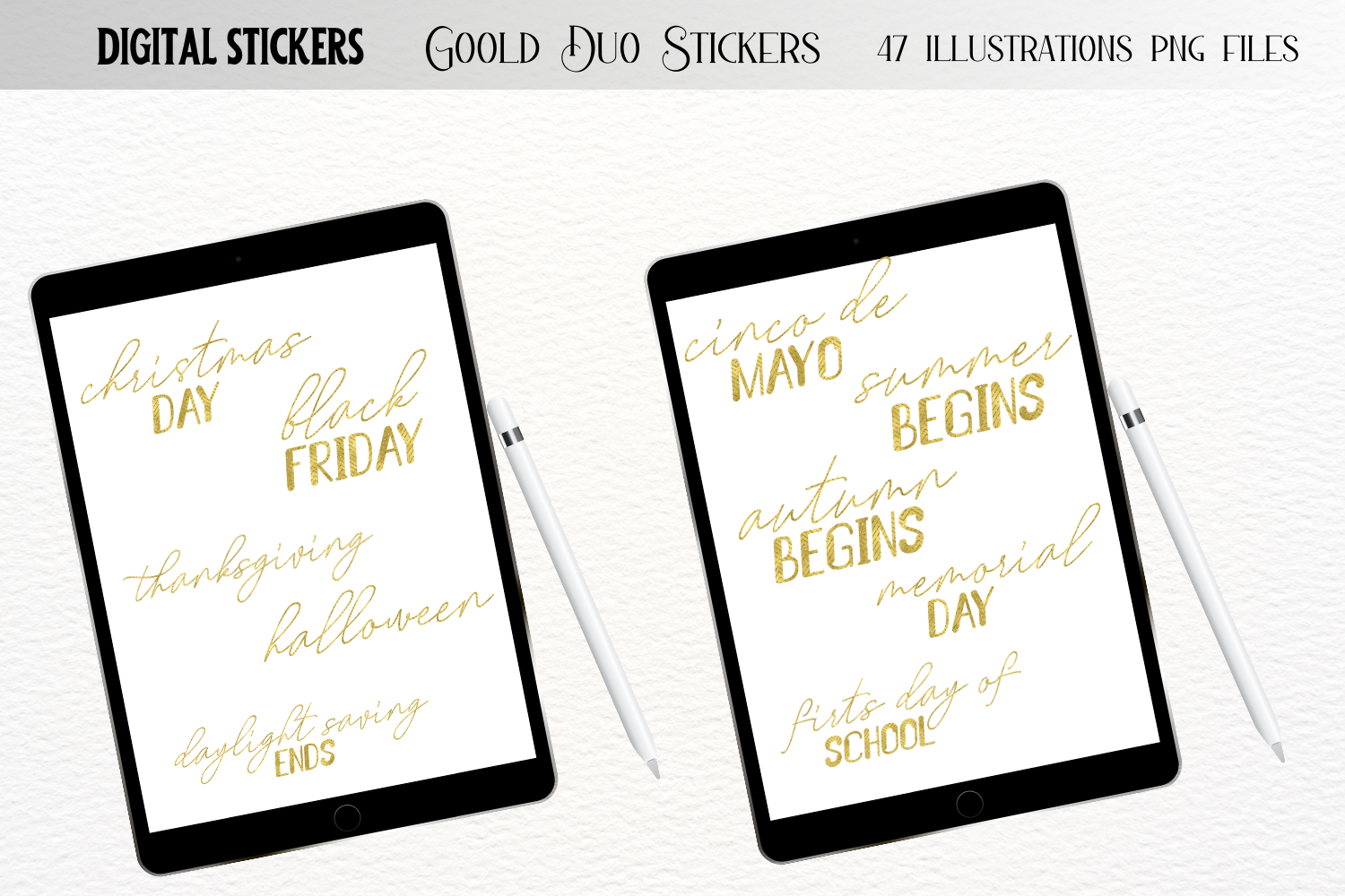 Gold basic planner words duo stickers