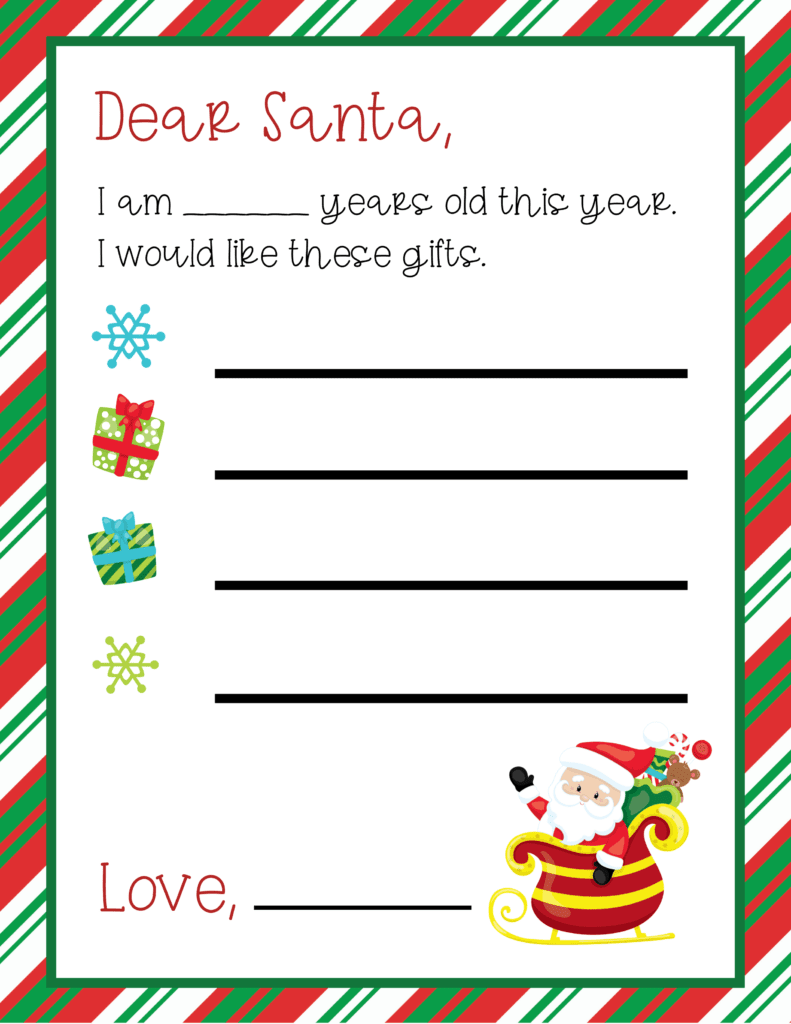 Dear santa wish list printable free downloadable template for kids sunny sweet days