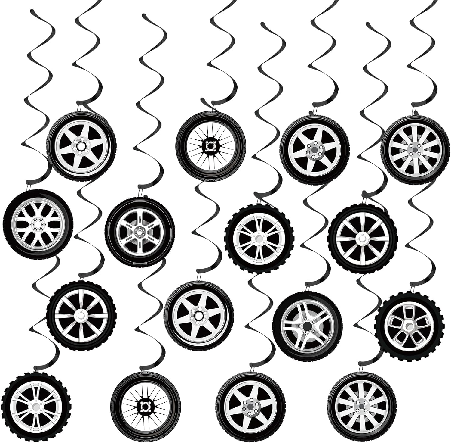 Pcs race car party swirls decorations wheel tire hanging swirls wheel ceiling