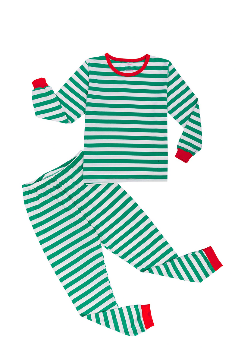 Men christmas green stripe family matching pajama