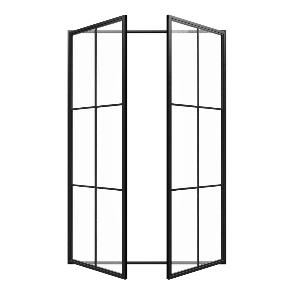 Black frame steel metal picture window