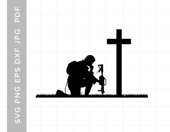 Soldier kneeling at cross svg digital download for cricut and