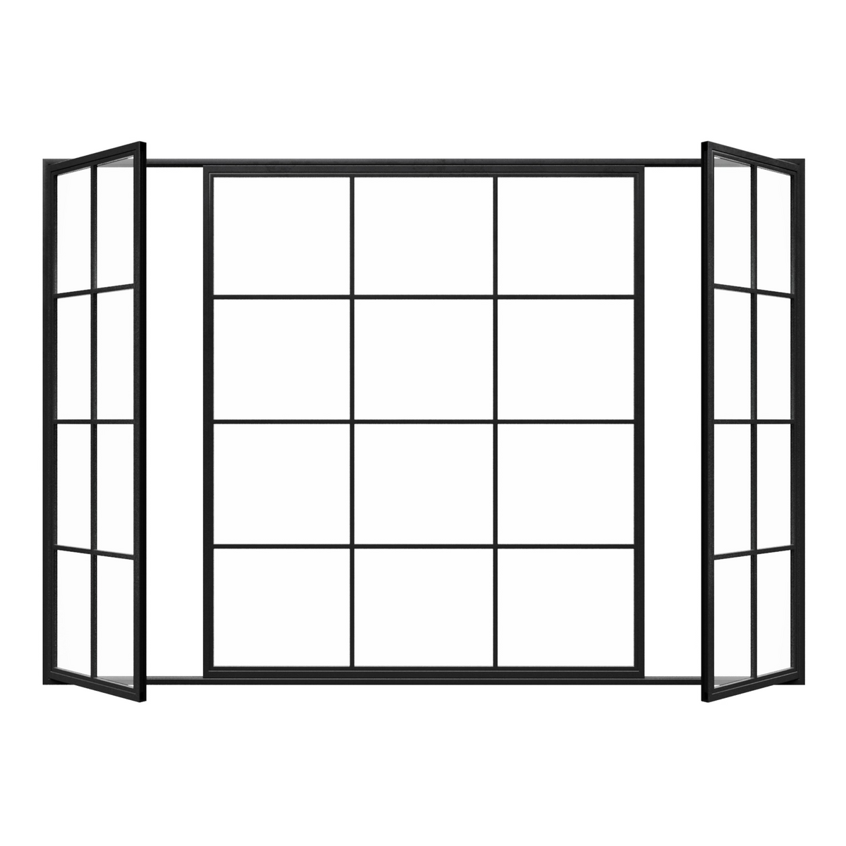 Black frame steel metal picture window