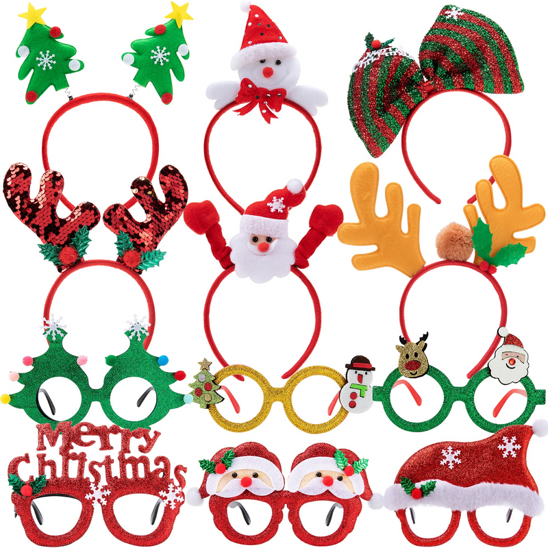 Piece christmas headbands and glasses frames bundle set