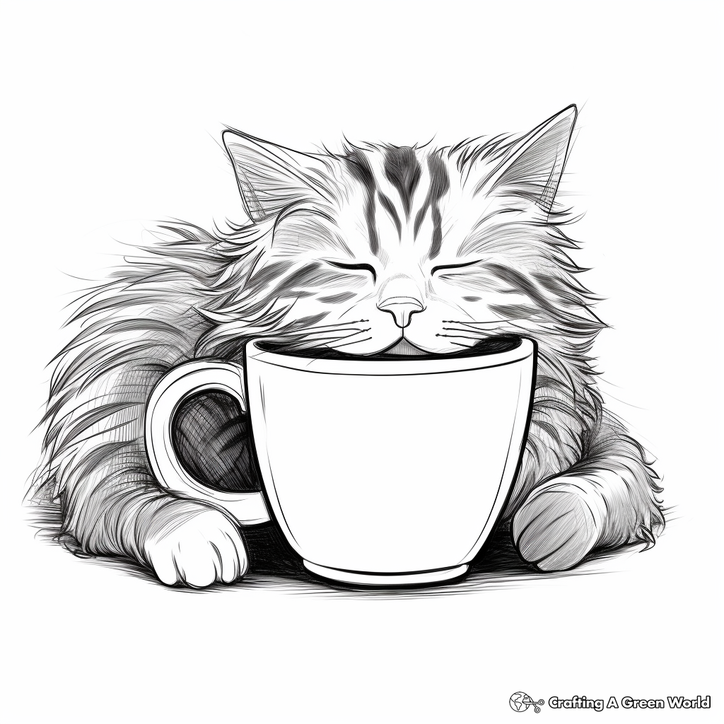 Cat in a cup coloring pages