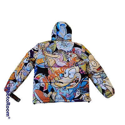 Members only x nickelodeon puffer jacket xl rugrats spongebob ren n stimpy nwt