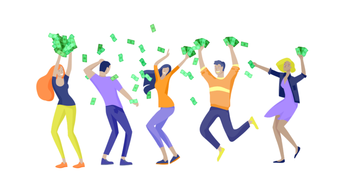 Happy people celebrating vector hd png images happy people characters in move celebrating victory vector fortune male png image for free download