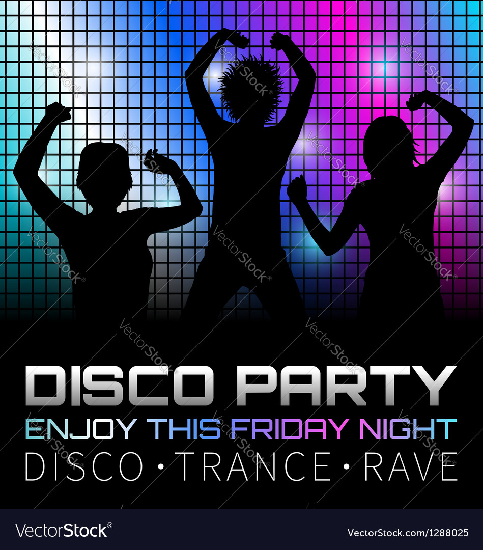 Disco poster with dancers royalty free vector image