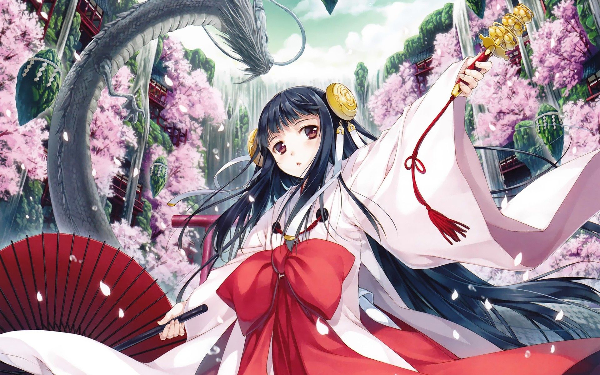 Miko wallpaper anime dragon japanese anime anime wallpaper download anime kimono