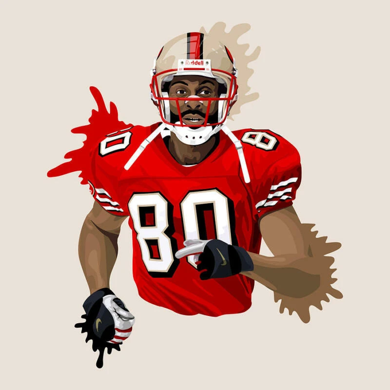 San Francisco 49ers Jerry Rice Wide Receiver NFL Football Art 8x10 to 48x36  Art Print