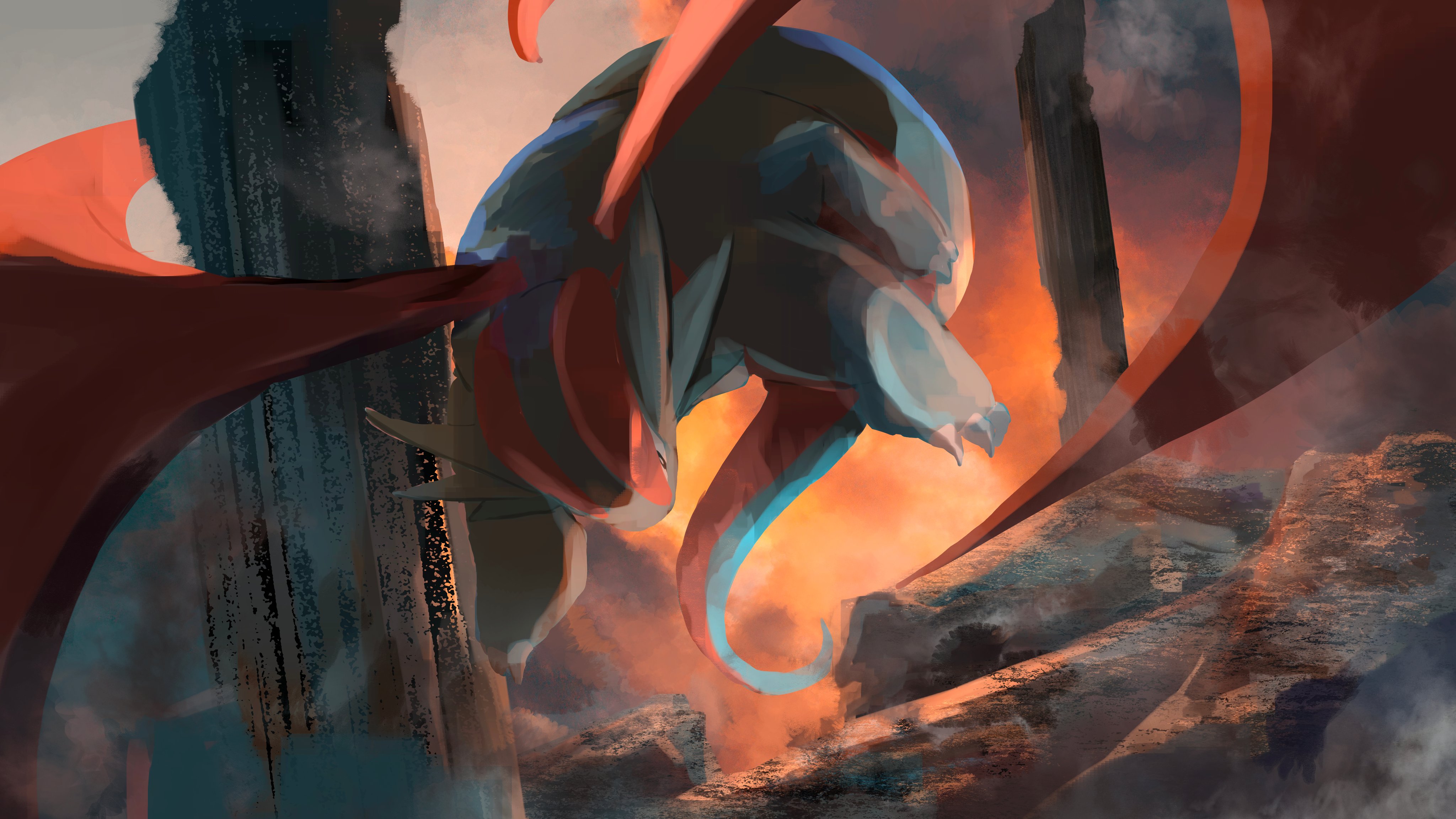 Download Salamence Zinnia Lounges On Him Wallpaper | Wallpapers.com