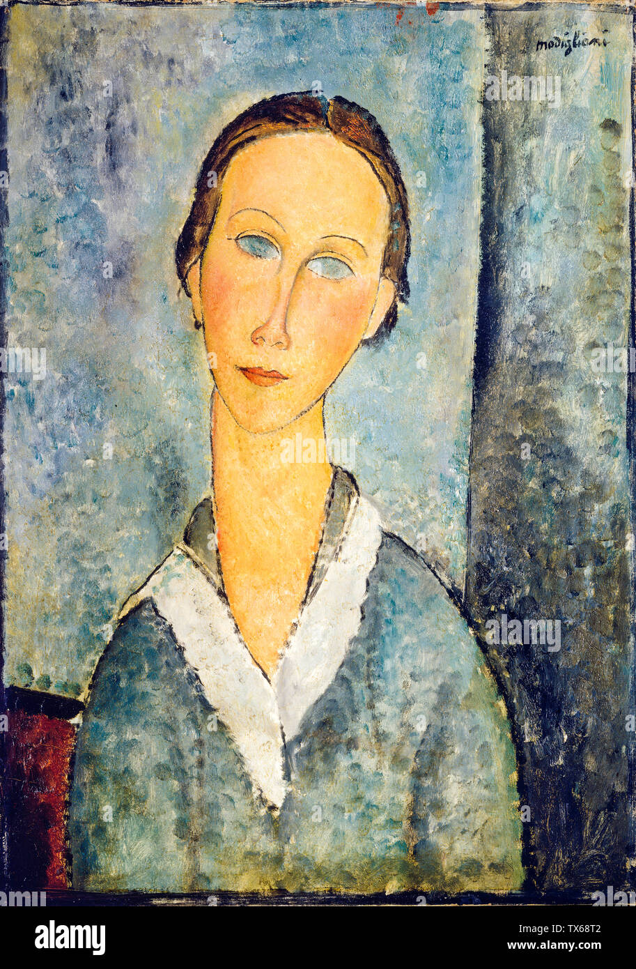 Woman portrait with tie - oil painting on canvas of Amadeo Modigliani