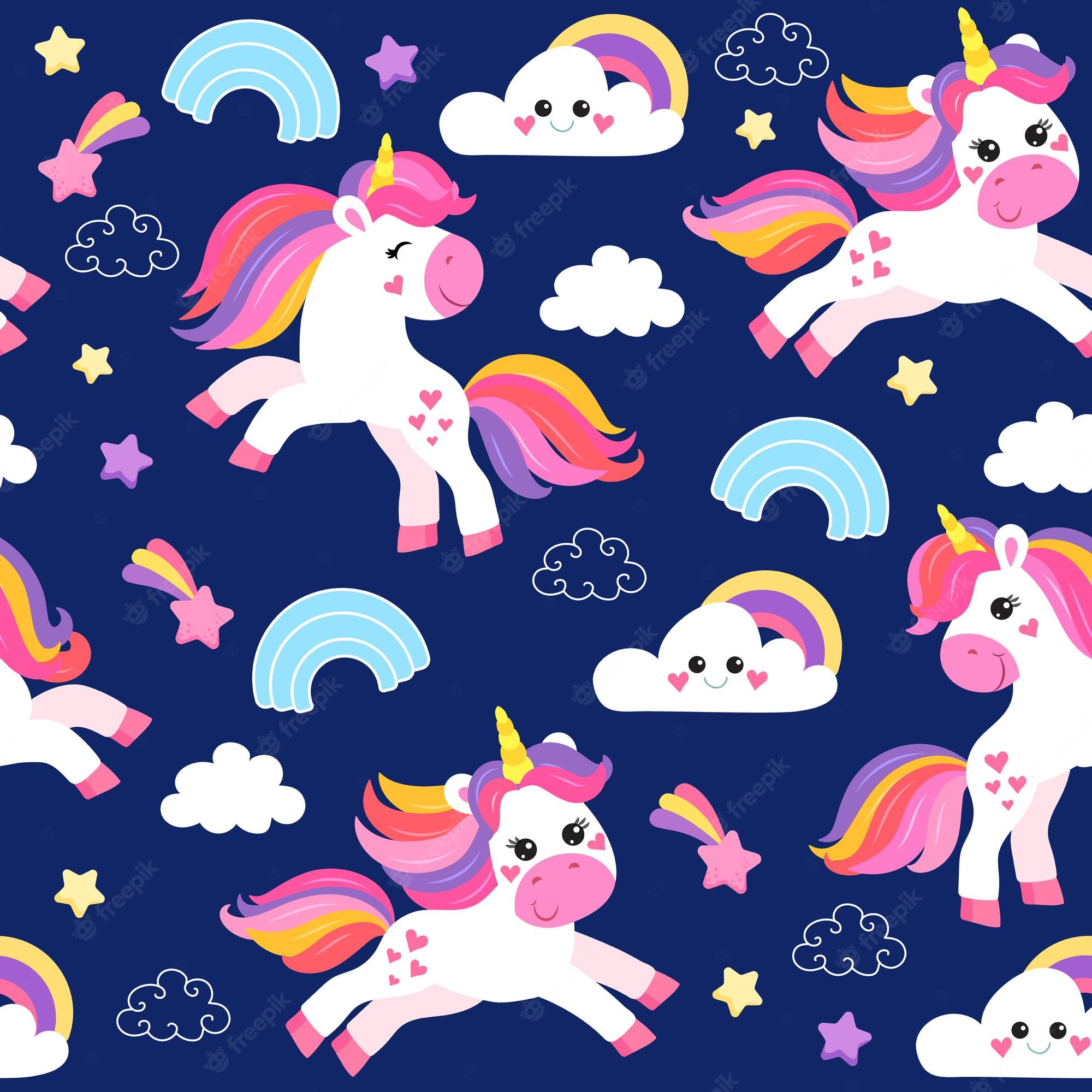 Kids Girls Unicorn with Pink Florals Wallpaper Mural