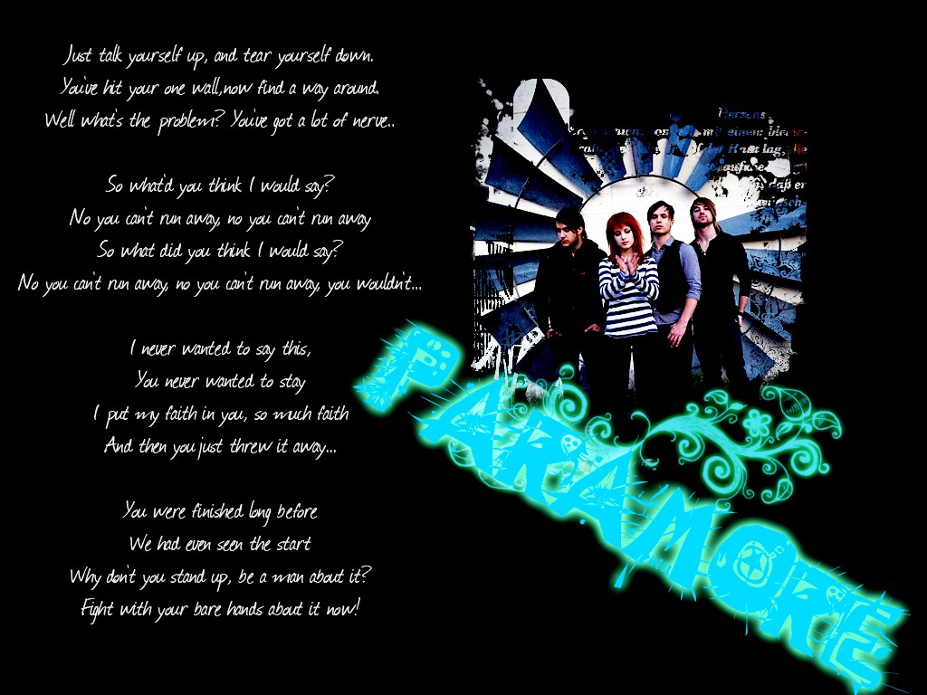 Paramore wallpaper with lyrics