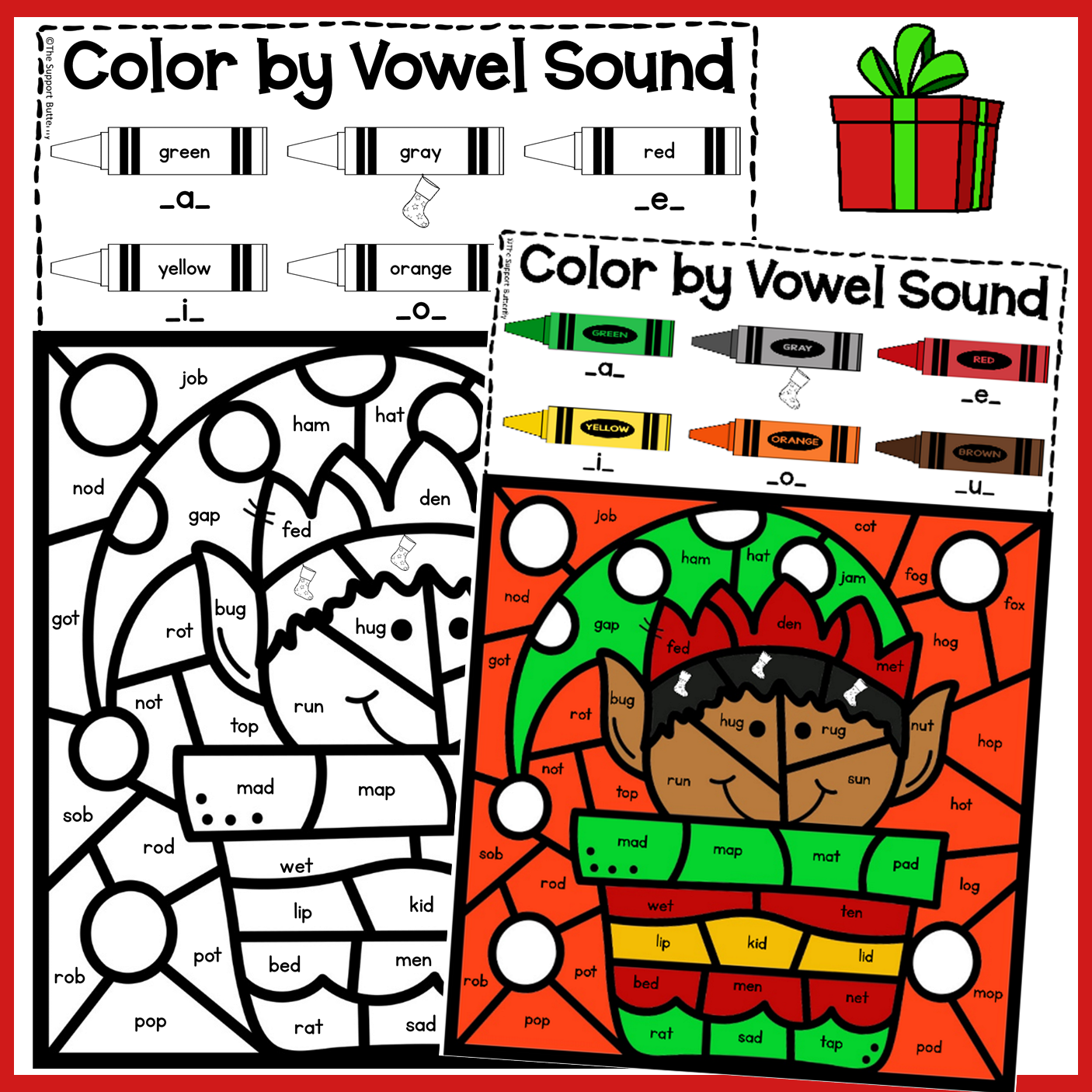 Christmas activities color by short vowel cvc words made by teachers