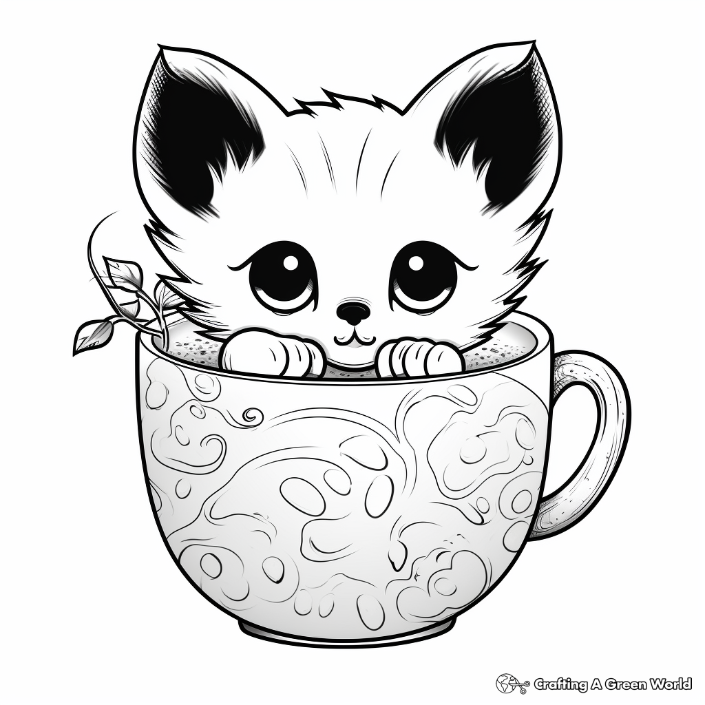 Cat in a cup coloring pages