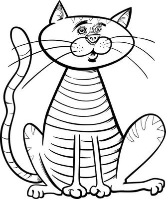 Plush blanket sitting cat cartoon coloring page