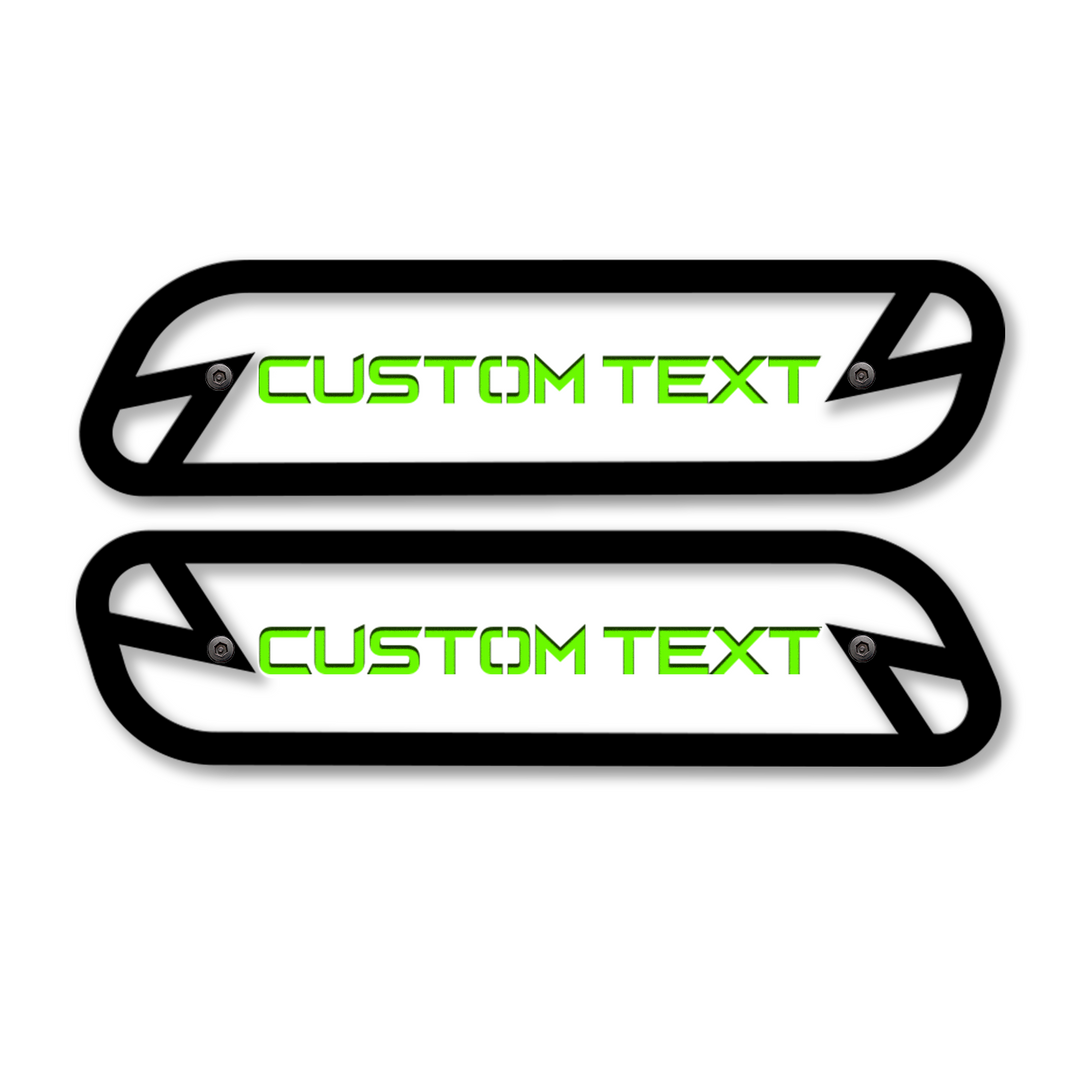 Custom text hood emblem replacements