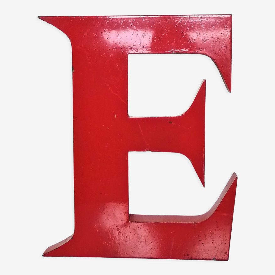 Red metal sign letter e