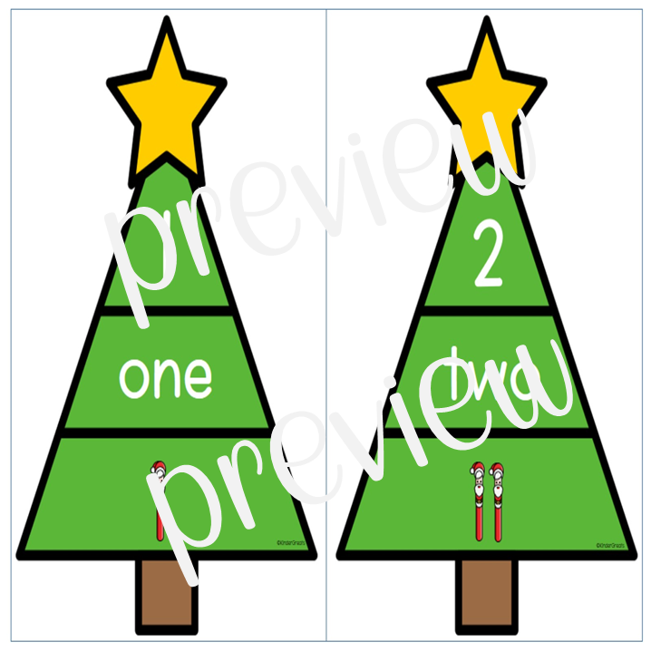 Christmas tree number puzzles to ten frames tally marks made by teachers