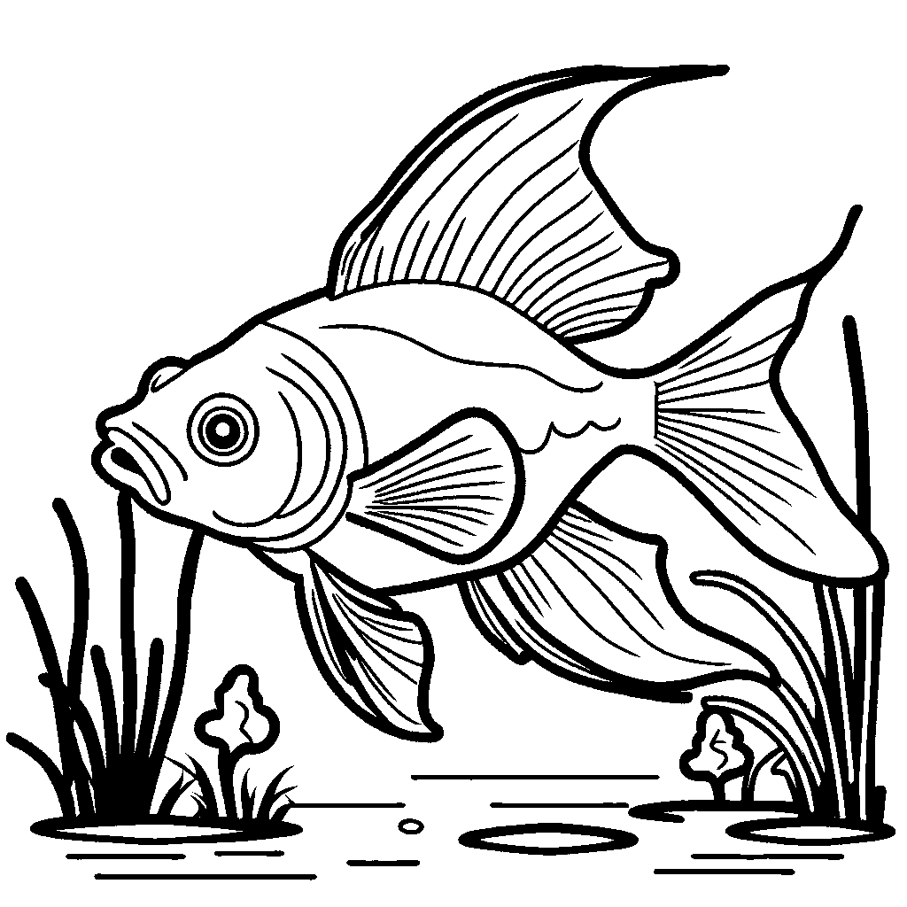 Goldfish swimming in water coloring page â lulu pages