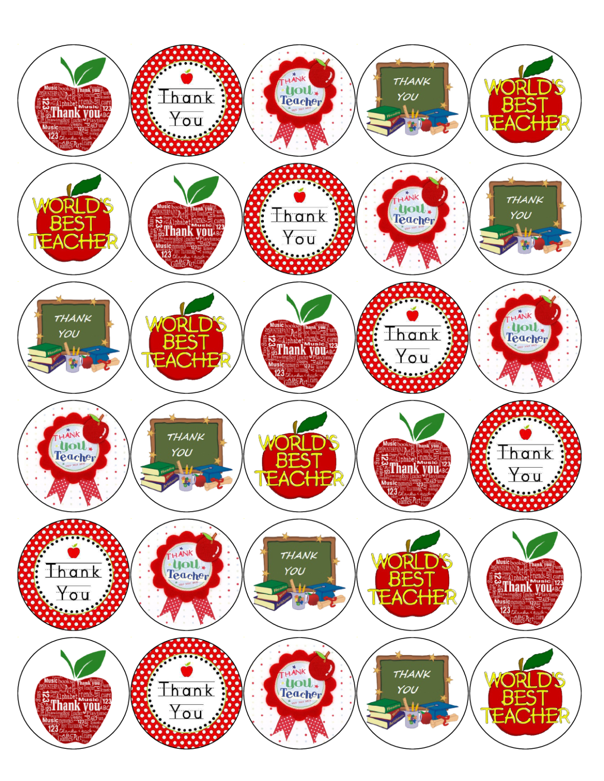 X thank you teacher premium edible rice paper cake toppers end term school d