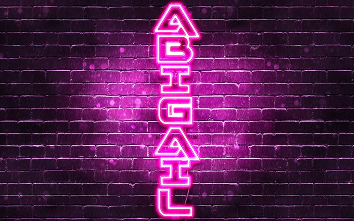 Download wallpapers k abigail vertical text abigail name wallpapers with names female names purple neon lights picture with abigail name for desktop free pictures for desktop free