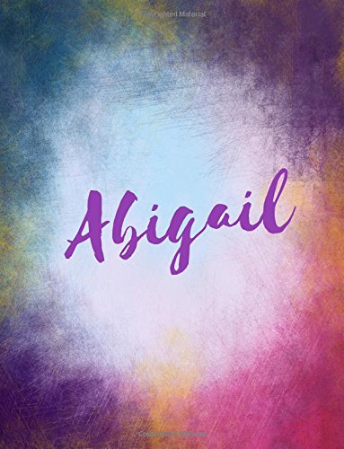 Abigail abigail personalized sketchbook journal large x abigail name blank book cover attractive bright watercolor wash purple pink orange blue tones watercolor paint splash theme sketchpad journal book for