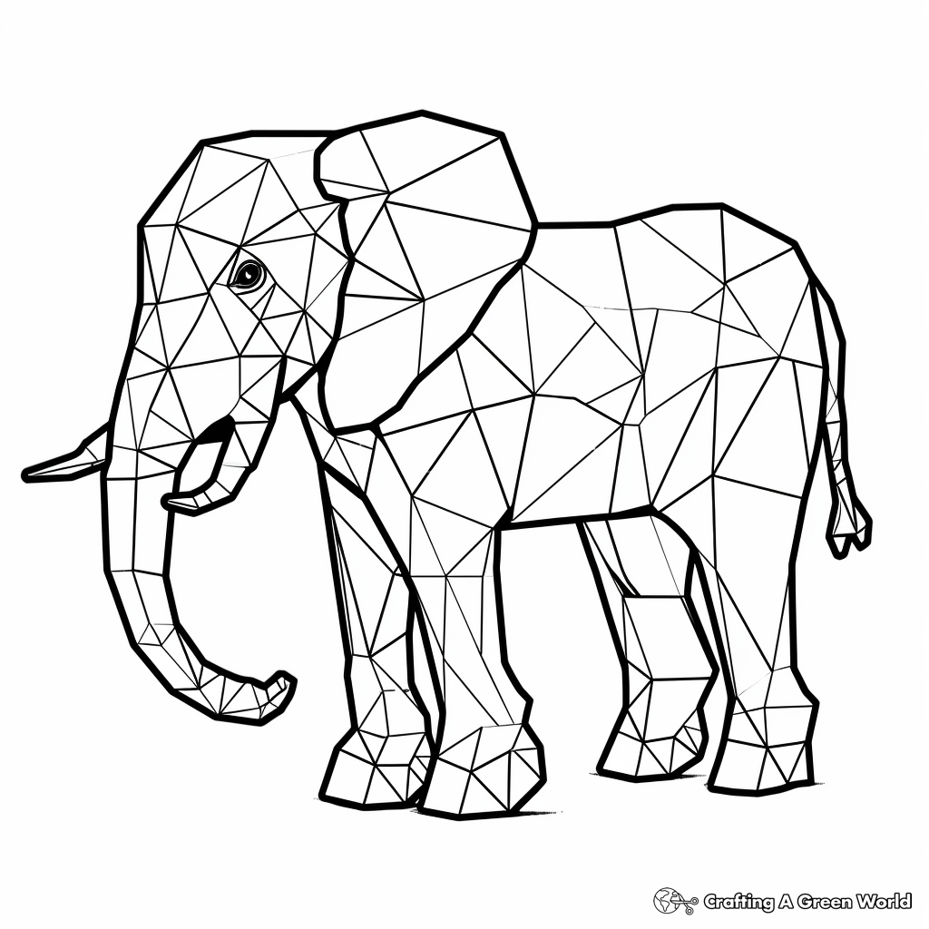 Geometric elephant coloring pages