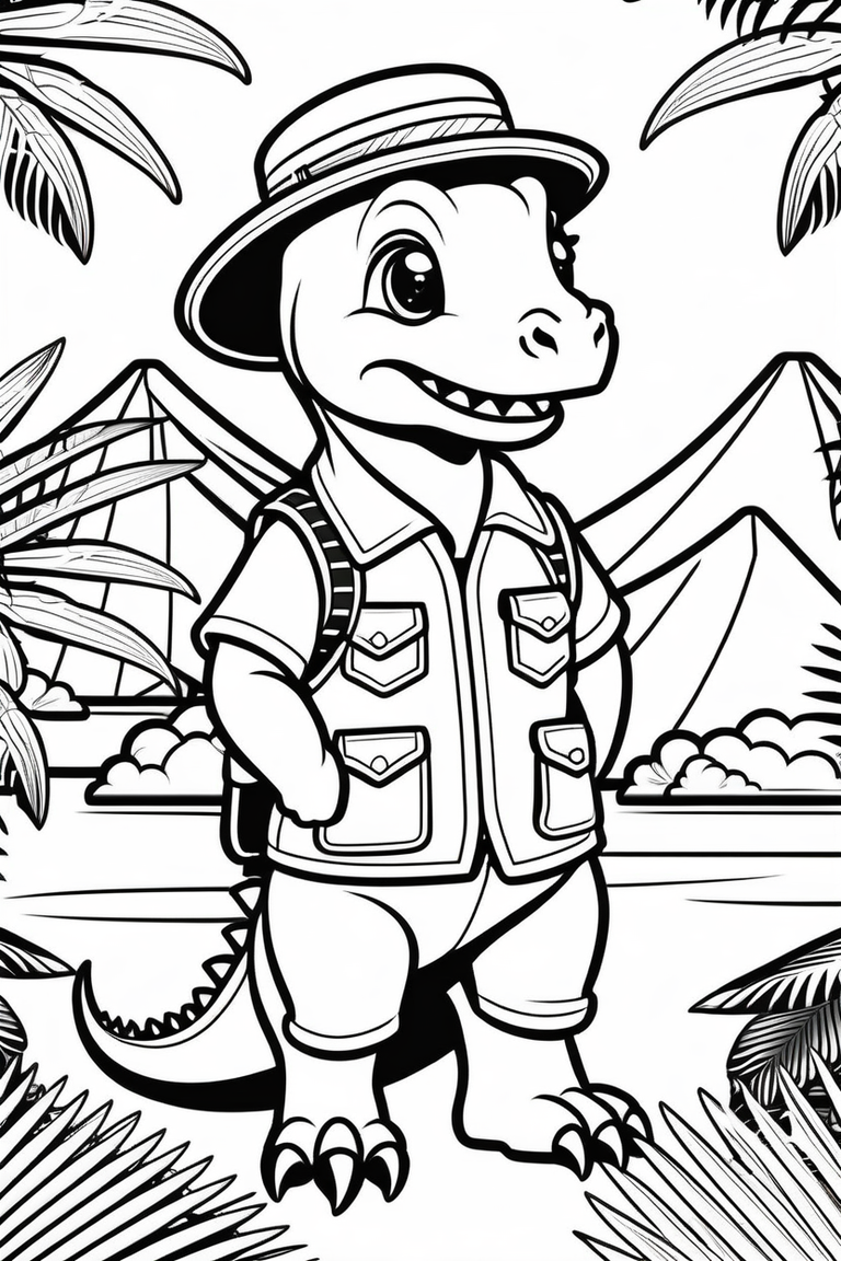 Cute dinosaur line art for year old