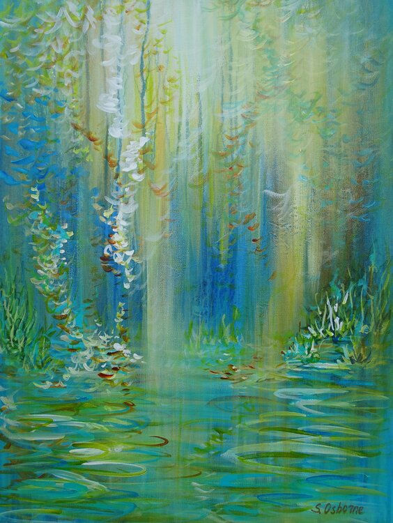 NEW PAINTING Colourful Spring Forest Birch and Aspen Tree Painting