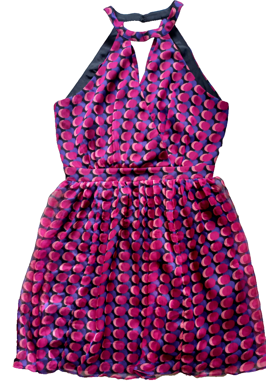 Adelyn wray pink dotted high neck dress large