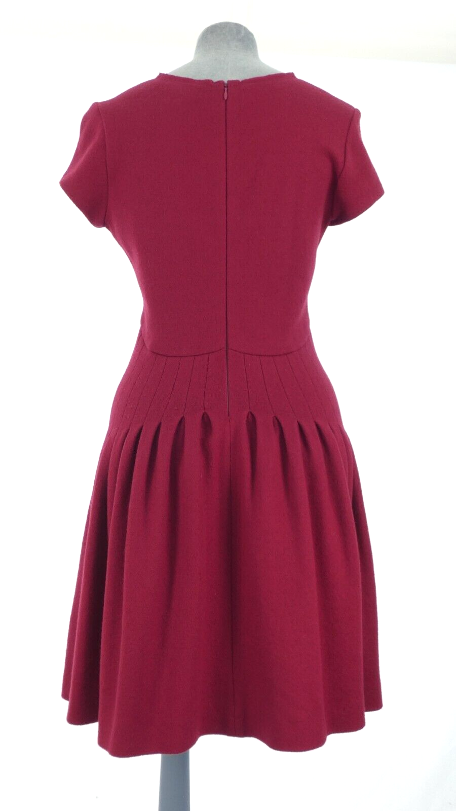 Issa london dress pleated fit and flare wool vintage retro burgundy wine red