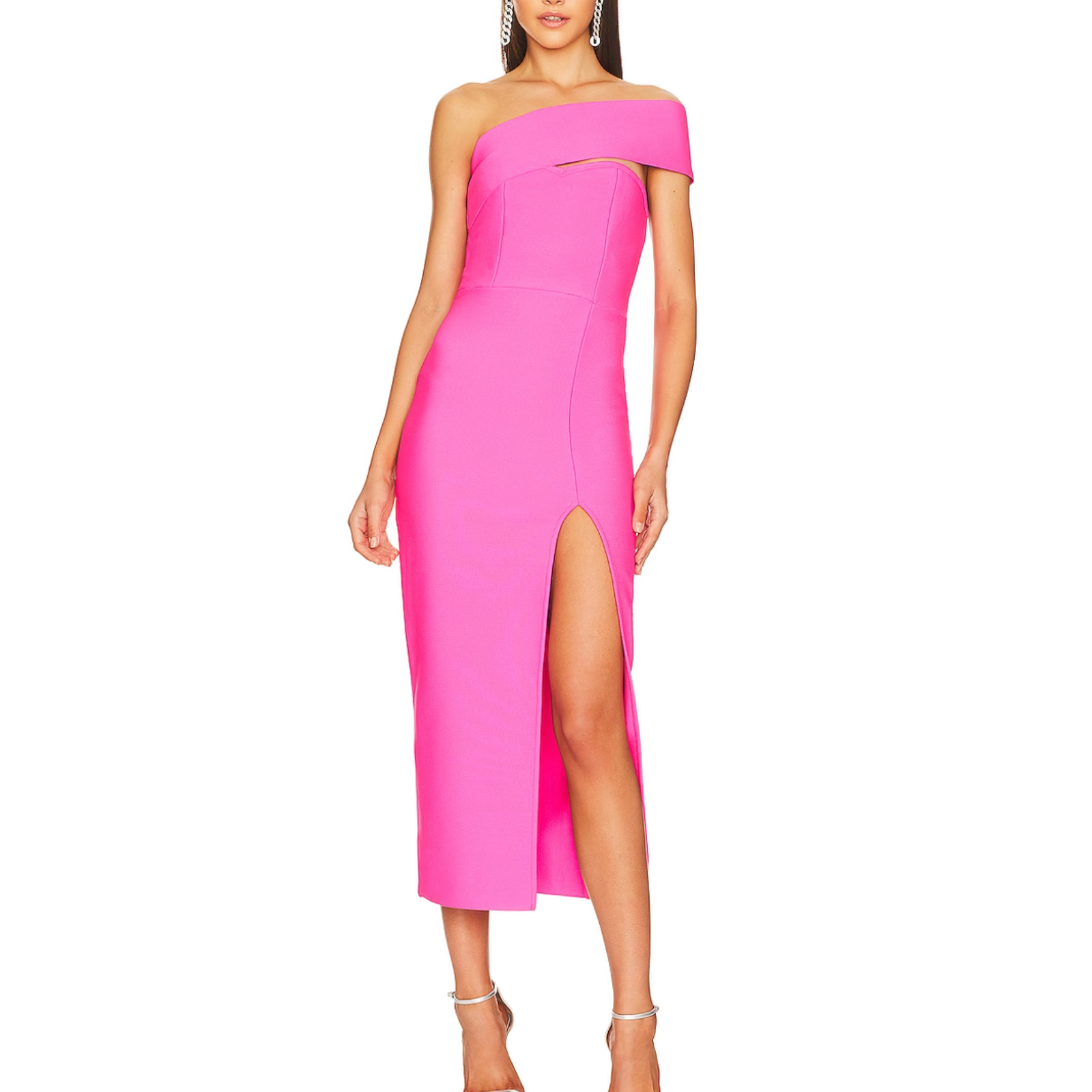 Elliatt barbie pink knit midi cocktail dress medium bodycon bandage soroa new