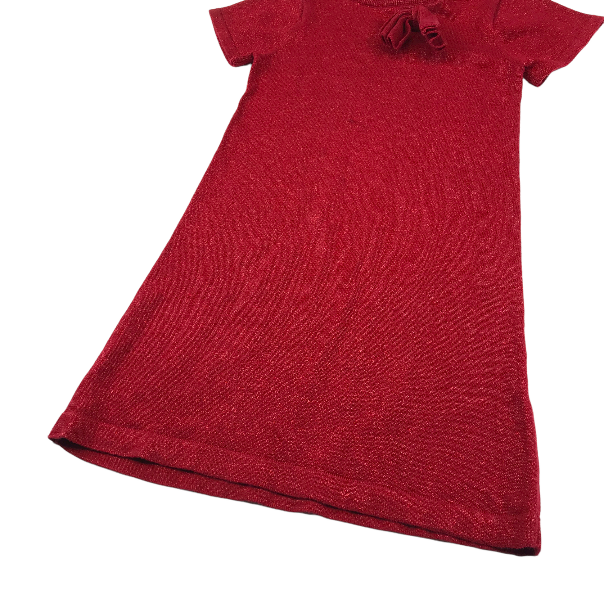 Hm red sparkly knitted dress with bow tie detail dress age â cic