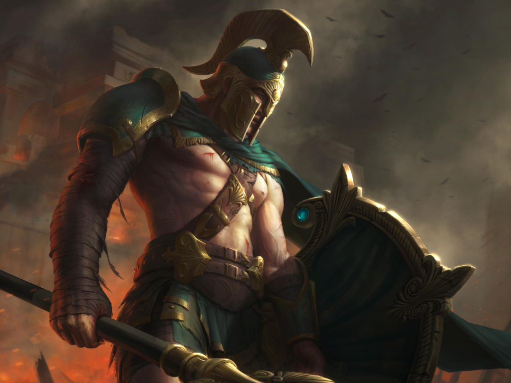 Wallpaper battleworn achilles smite video game warrior art desktop wallpaper hd image picture background ebf