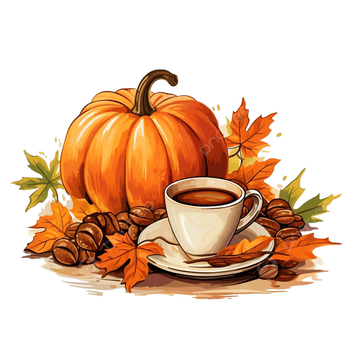 Autumn coffee vector png vector psd and clipart with transparent background for free download