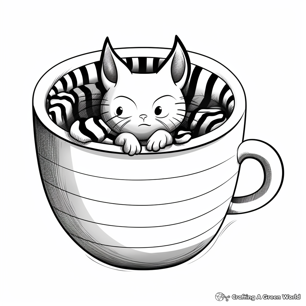 Cat in a cup coloring pages