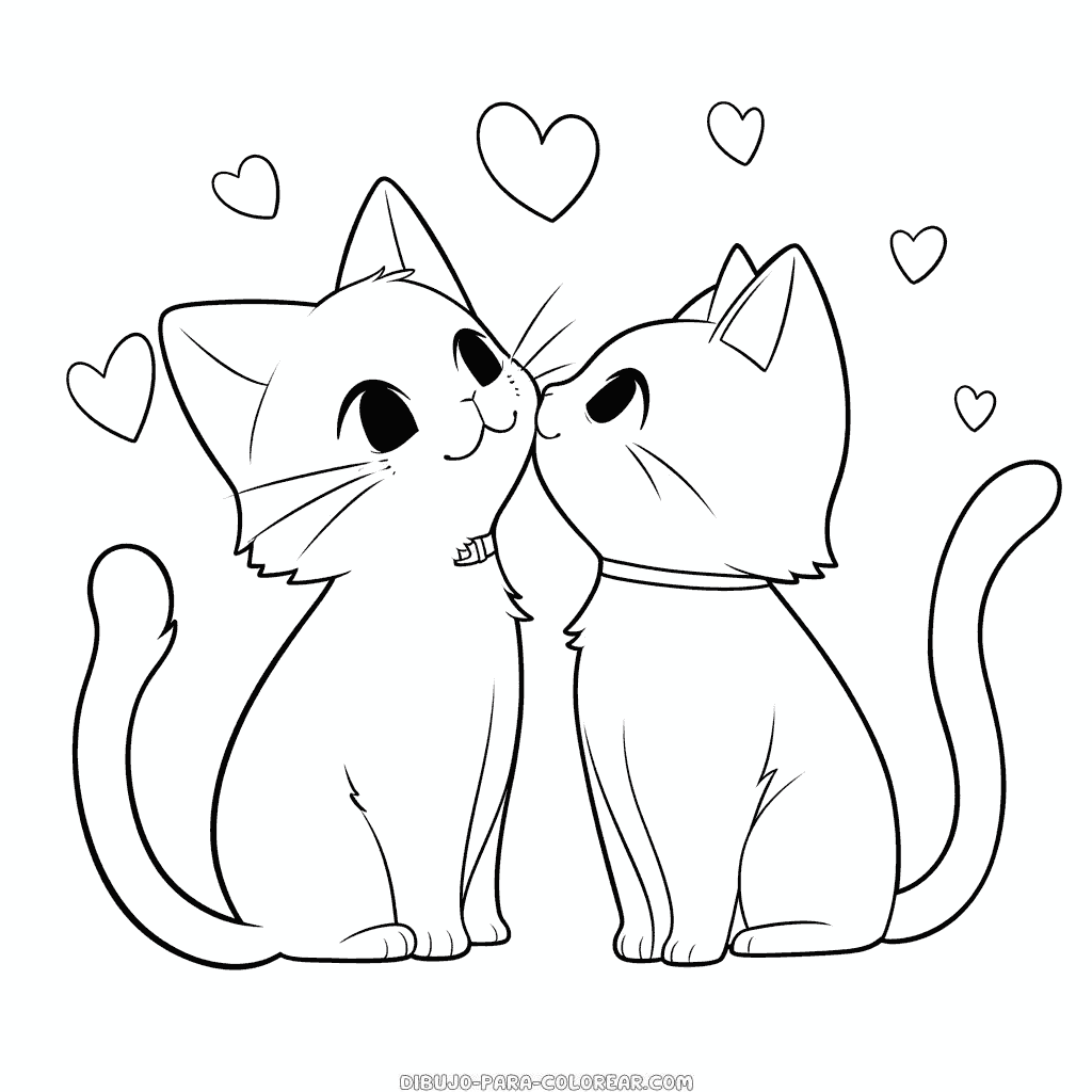 Dibujo de amor de gato para colorear dibujo para colorear