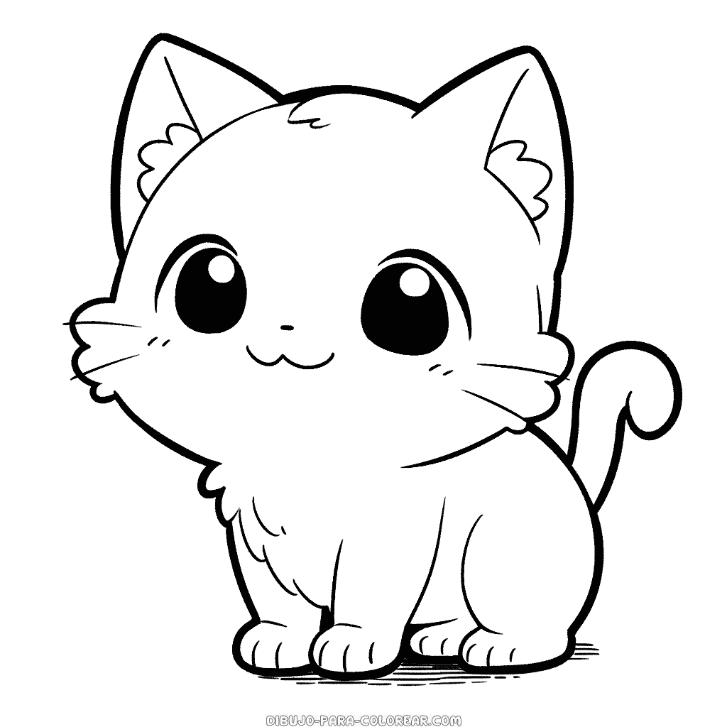 Dibujo de adorable gato de dibujos animados para colorear dibujo para colorear