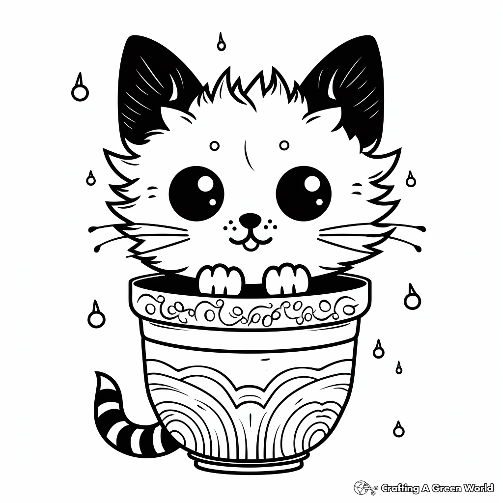 Cat in a cup coloring pages