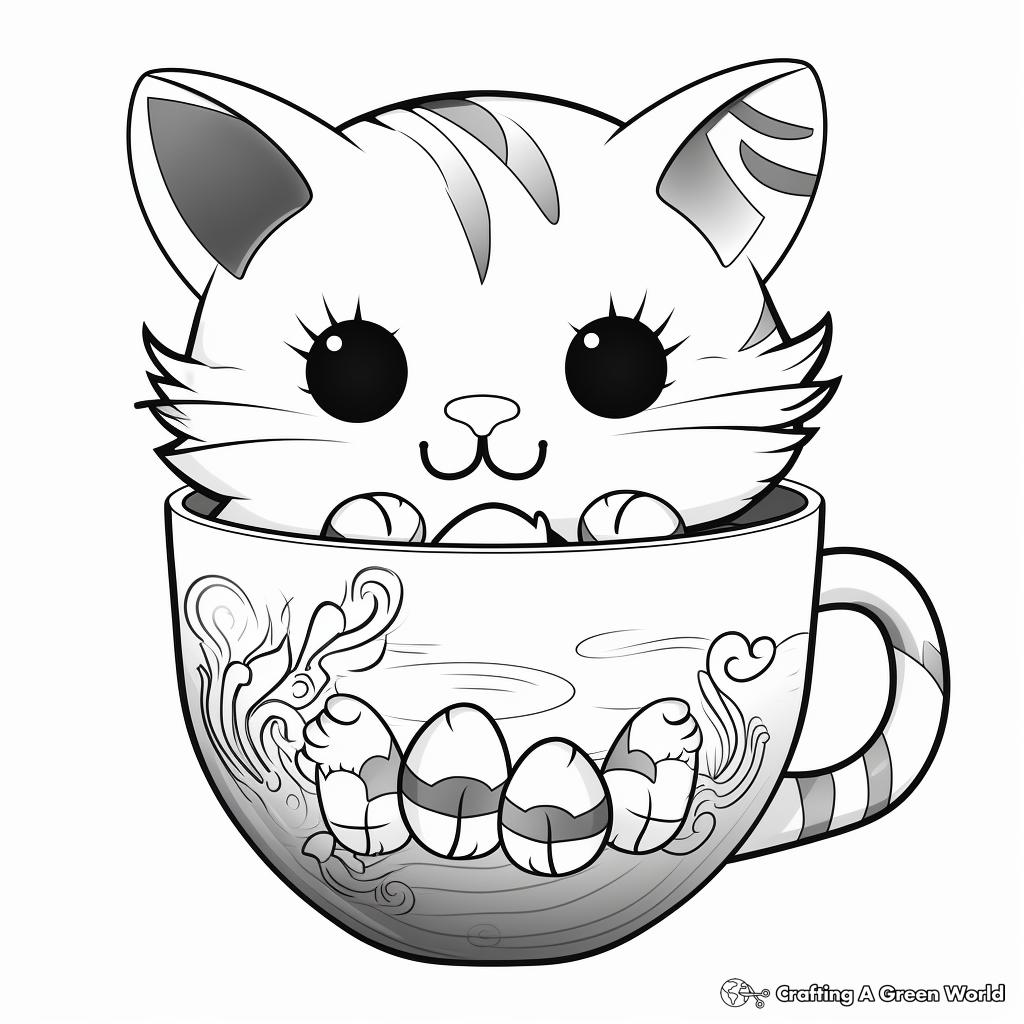 Cat in a cup coloring pages