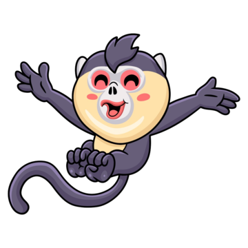 Cute little saki monkey cartoon posing american baby flying png and vector with transparent background for free download