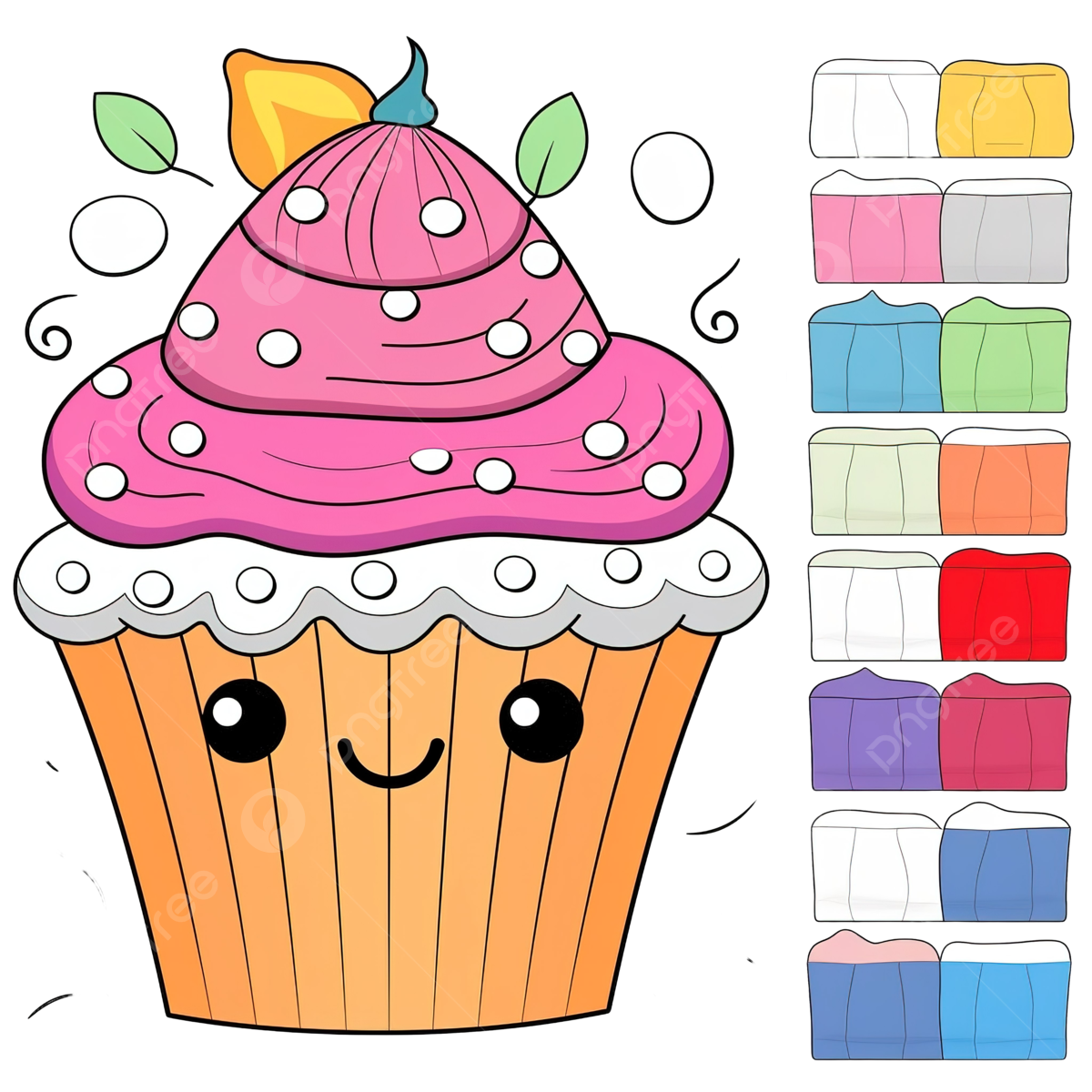 Cute cupcake coloring page png transparent images free download vector files