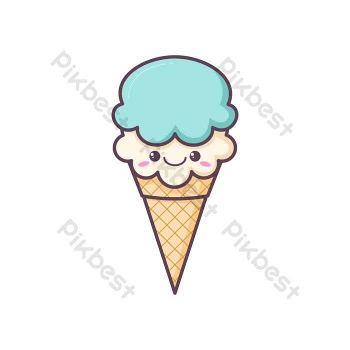 Illustration of ice cream character cute and kawaii vector cartoon png images ai free download